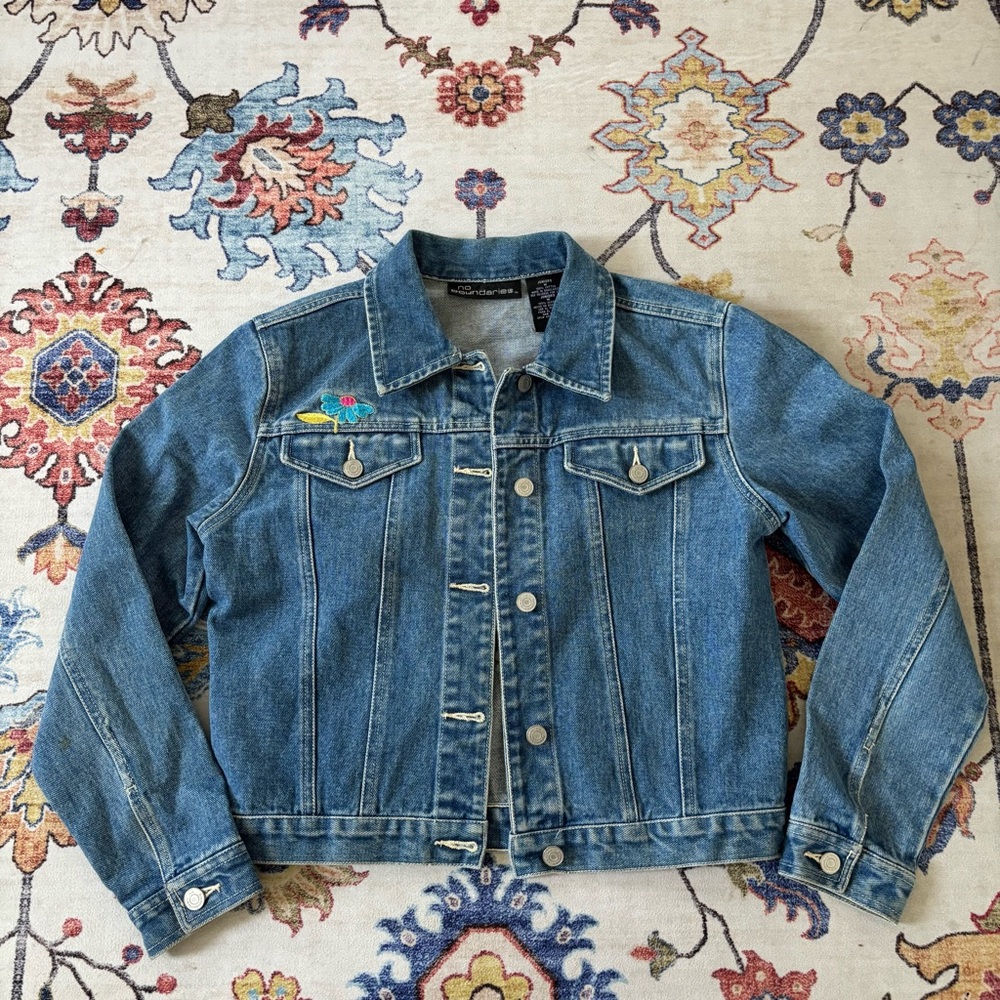Y2K No Boundaries Embroidered Flower Classic Denim Jacket